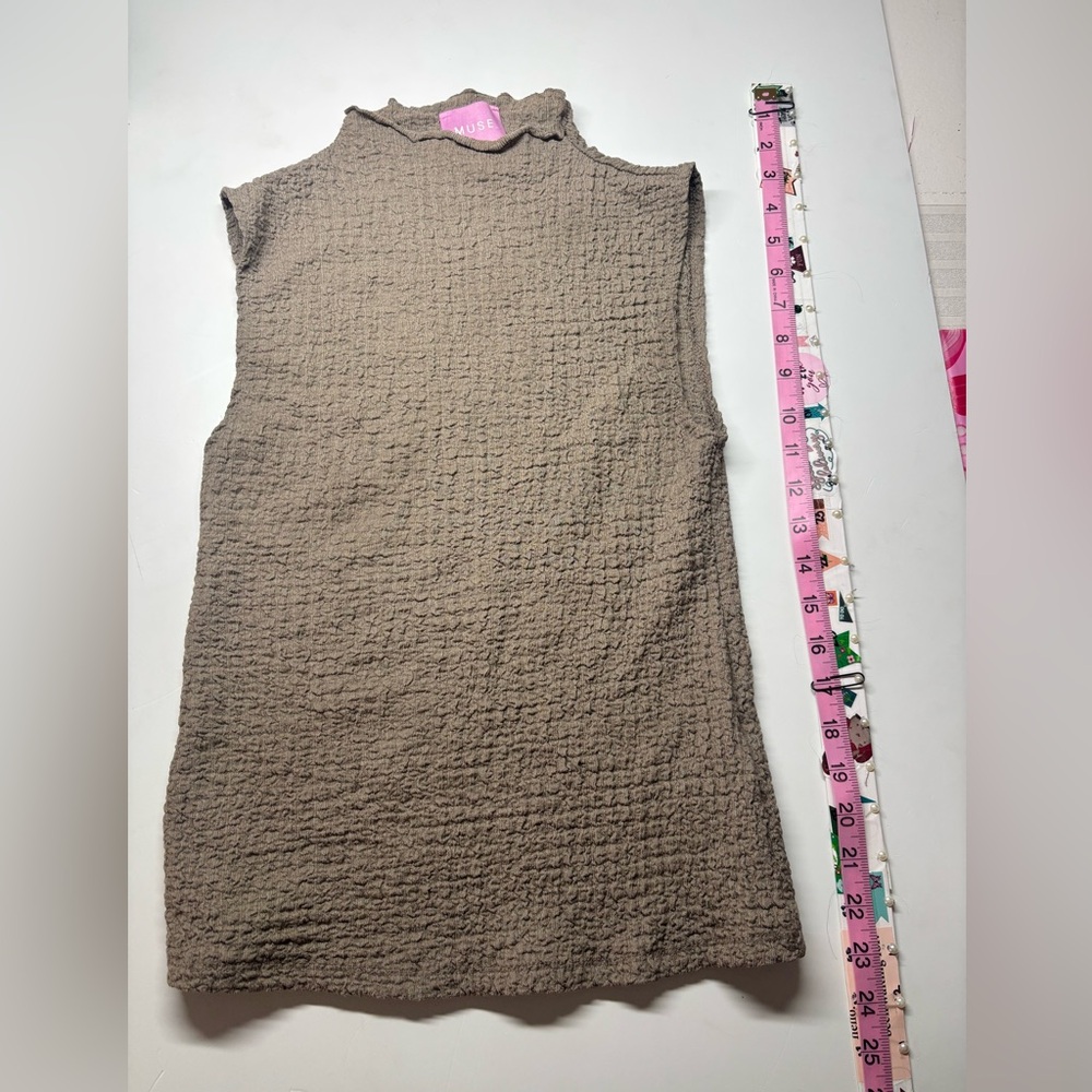 Sleeveless Textured Knit Dress in Taupe Muse Republic Clothing - Picture 3 of 4